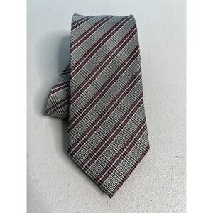 Parsley Black, Red, White Plaid Pattern Handmade 100% Silk Tie NWOT